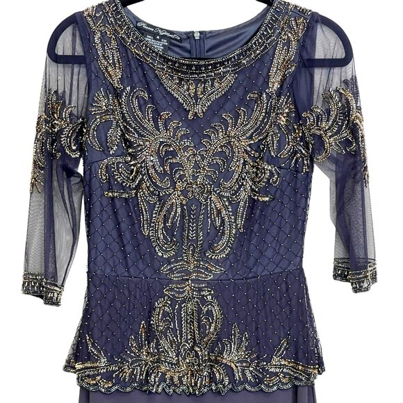 Pisarro Nights Maxi Dress Sequins Beaded Embellished Evening Gown Dress Sz 4 NWT - Picture 6 of 10